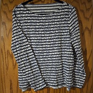 Boden • Top • 3/4 Sleeve •  Womens Size 12 • 100% Cotton • Blue Stripes with